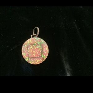 Fire Opal On Sterling Silver Pendant